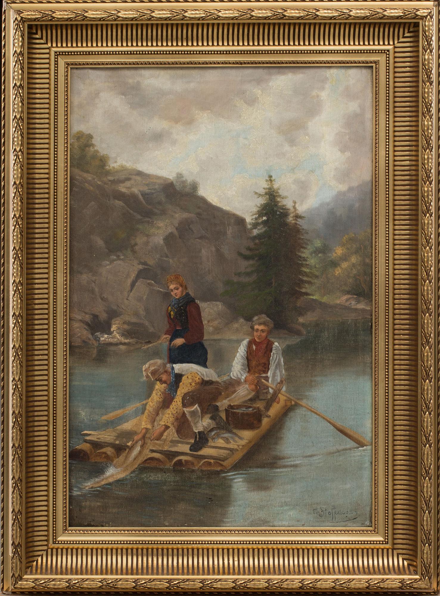 OKÄND KONSTNÄR, olja på duk, 1800-talets andra hälft. Bär signatur.