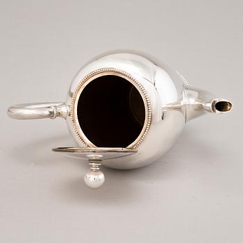 A sterling silver beaded teapot by Wilhelm Binder, Schwäbisch Gmünd, Germany.