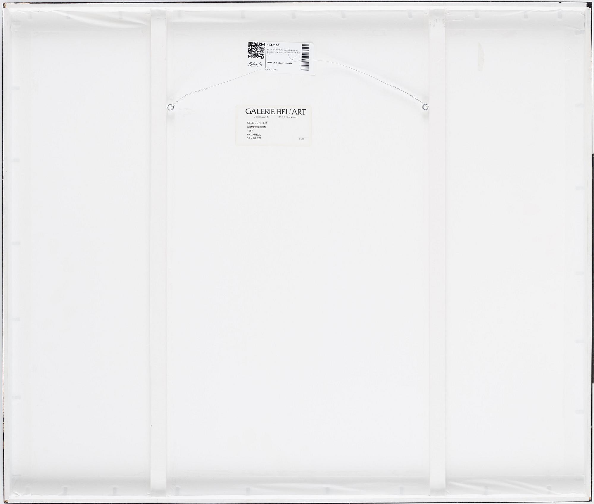 OLLE BONNIÉR, mixed media on paper, signed and dated -52.