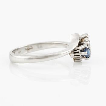 Ring, Sibling Ring, 18K white gold with brilliant-cut diamond and sapphire.