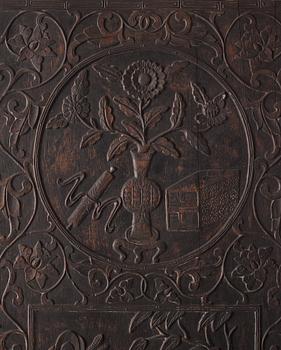 A set of three Chinsese hardwood panels, Qing dynasty.