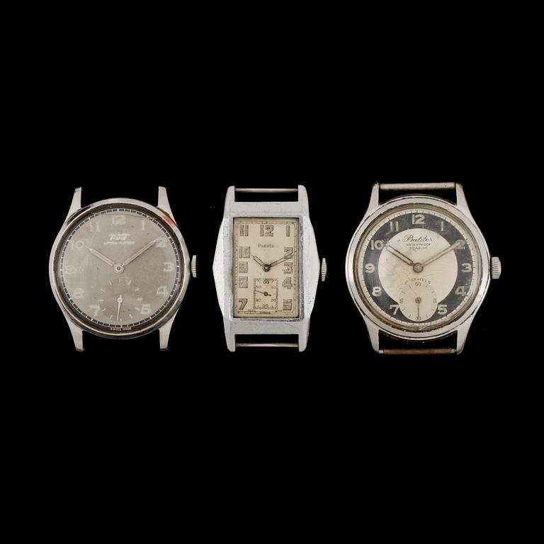 ARMBANDSUR, 3st, Tissot, Phenix, Balaber, 1930/40-tal.
