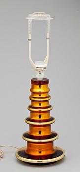 BORDSLAMPA, glas, sign Gustaf Leek. 1900-talets tredje kvartal.