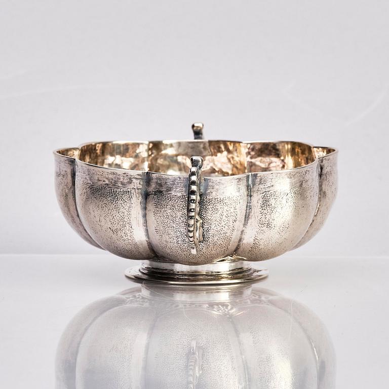 Brännvinsskål, silver, Skandinavien 16-/1700-tal. Oidentifierad mästarstämpel. Barock.