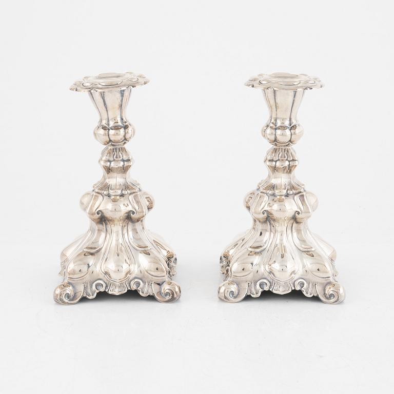 A pair of silver candlesticks, Baroque style, Norway, mid-20th Century.