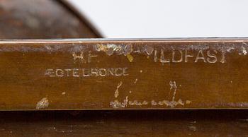 SKRIVSET, brons 2 delar,märkt "Ilfast aegte Bronce H.F". Danmark. 1900-tal.