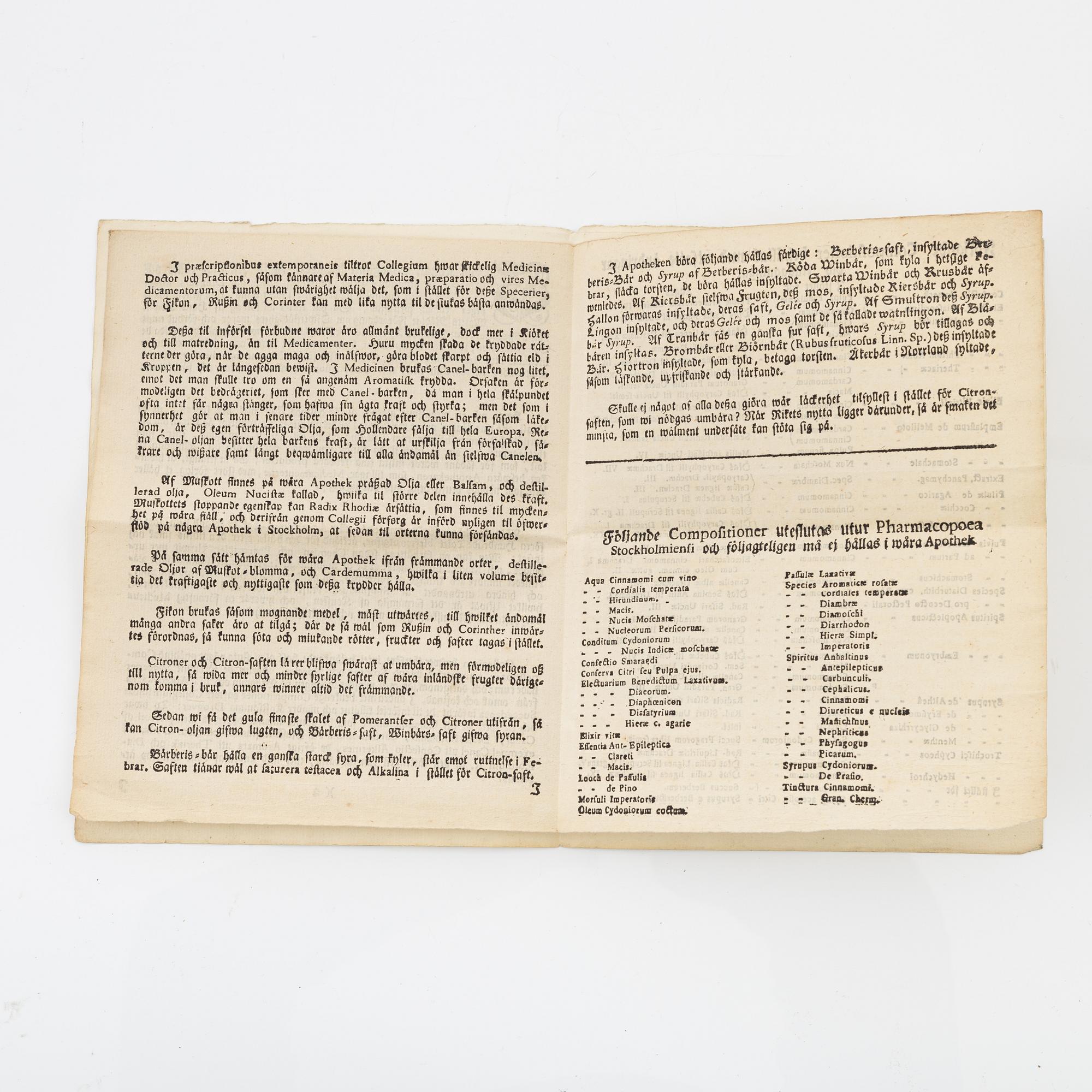 The first Swedish Pharmacopoeia, 1686.