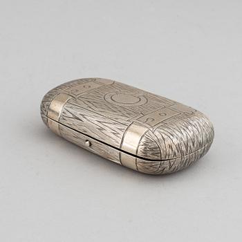 A Russian silver cigarette-case, marked EB, 1883.