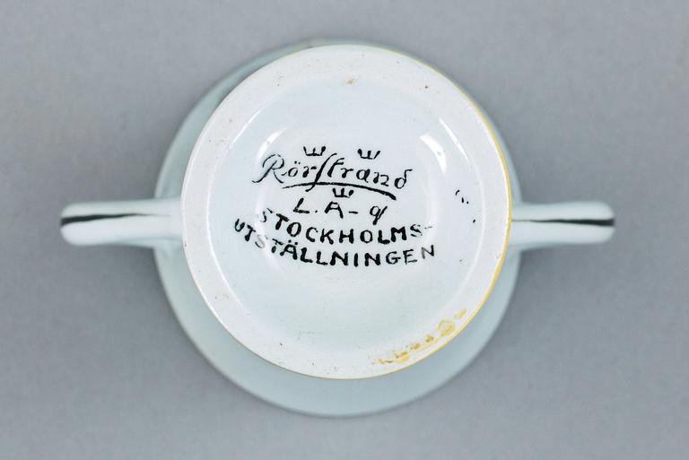 A Louise Adelborg 11 pcs creamware part service, Rörstrand, designed for the Stockholm Fair in 1930.