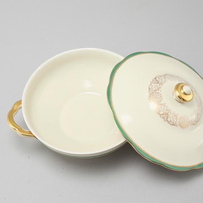 A table cloth and a porcelain tableware set of 62 pcs, "Prinzess" by KPM, Germany, around mid 20th century.