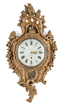 532. A Swedish Rococo 18th century wall clock by E. P Öhman.