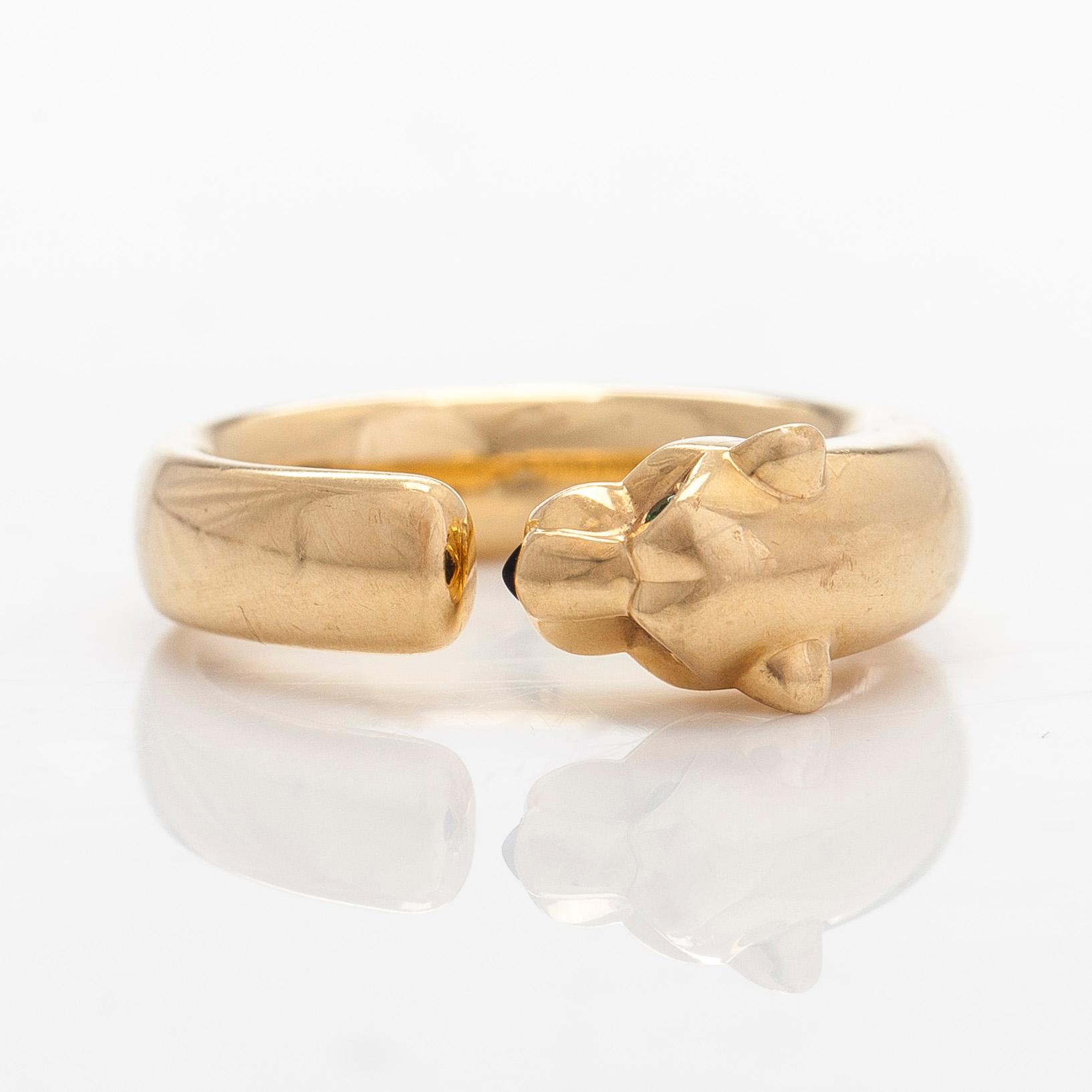 Cartier, ring, "Panthère de Cartier", liten modell, 18K guld, onyx och tsavoriter.