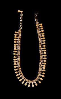 COLLIER, sannolikt 9 k guld, orientaliskt. Total vikt ca 76 gram.