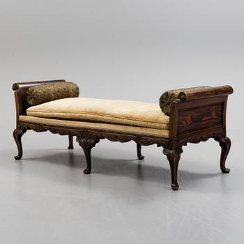 A rococo style chaise longue, about 1900.