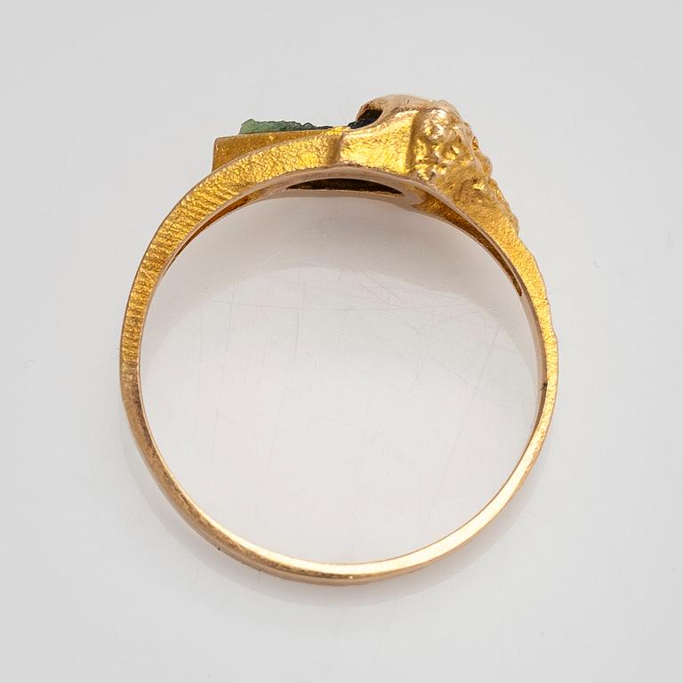 Björn Weckström, Ring "Galateia", 14K guld, zoisit. Lapponia 1978.