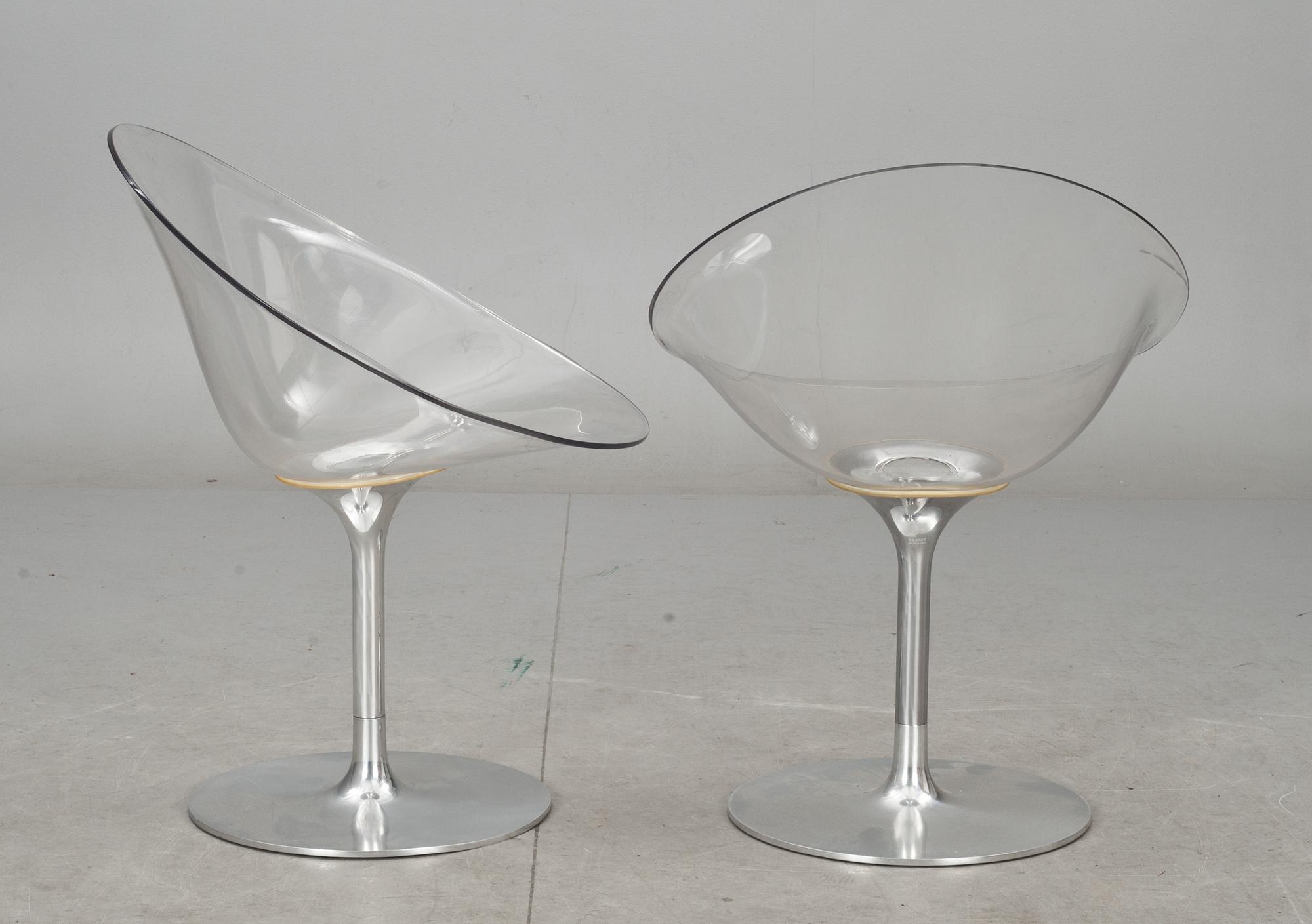 STOLAR, 2 st. "Eros", Philippe Starck för Kartell, Italien, 1900-/2000-tal.
