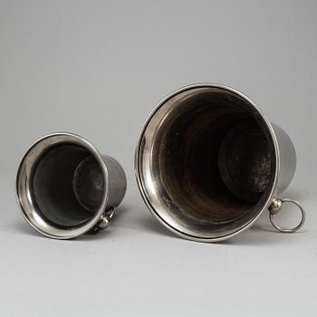 A silver plated wine cooler and ice bucket, one by O H Lagerstedt A-B Eskilstuna, mid 20th century.