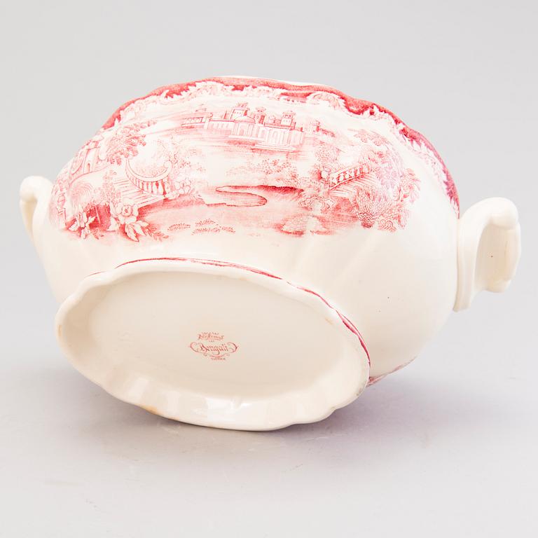 MATSERVIS, 157 delar, flintgods, "Bengali, röd", Rörstrand, 1940-tal.