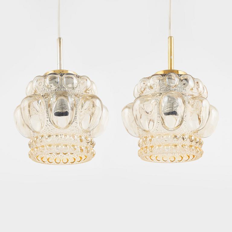 A pair of ceiling lamps, Glashütte Limburg, Germany, second half of the 20th century.