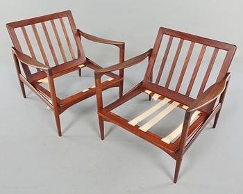 FÅTÖLJER, ett par, "Kandidaten", Ib Kofod-Larsen, OPE Möbler, Jönköping, 1960-tal.