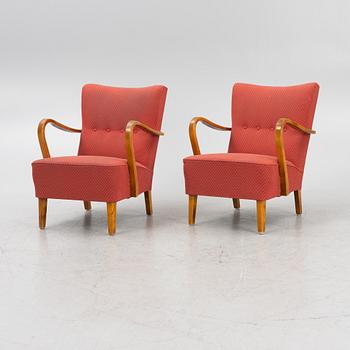 A pair of Swedish Modern armchairs, 1940's.