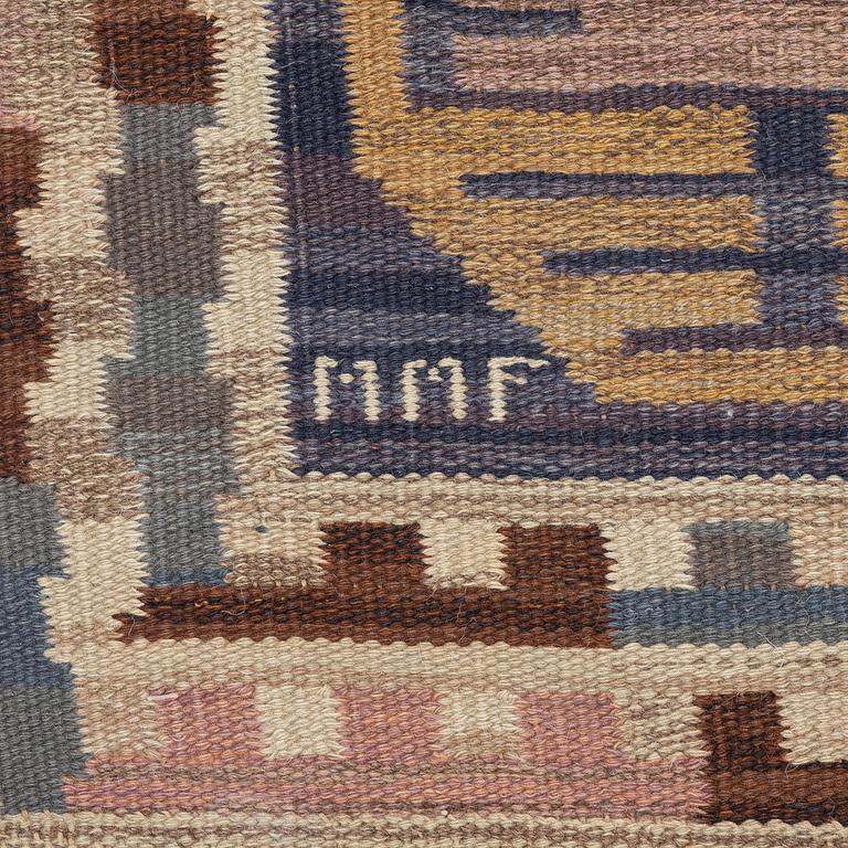 Märta Måås-Fjetterström, a carpet, "Dukater", flat weave c 363 x 270 cm, signed MMF.