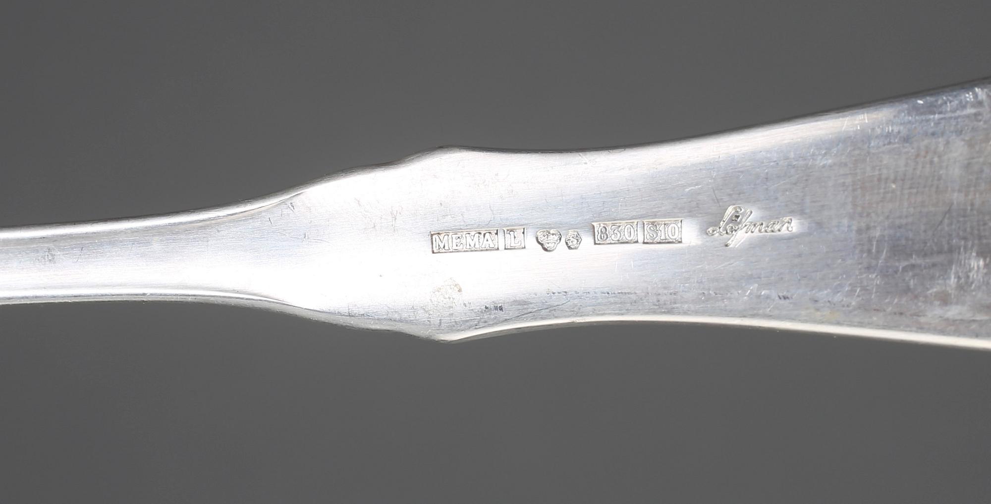 BESTICKSERVISDELAR, 14 st, "Uppsala", MGAB samt MEMA, Lidköping, 1950-/60-tal. Total vikt med stålblad ca 828 gram.