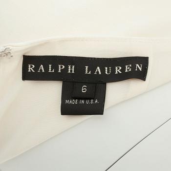 RALPH LAUREN, a pair of cremewhite and blue silk evening pants.