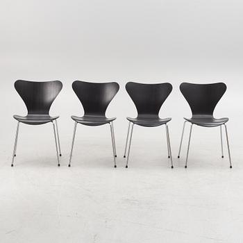 Arne Jacobsen, four "Seven" chairs, Firtz Hansen, Denmark, 2005.