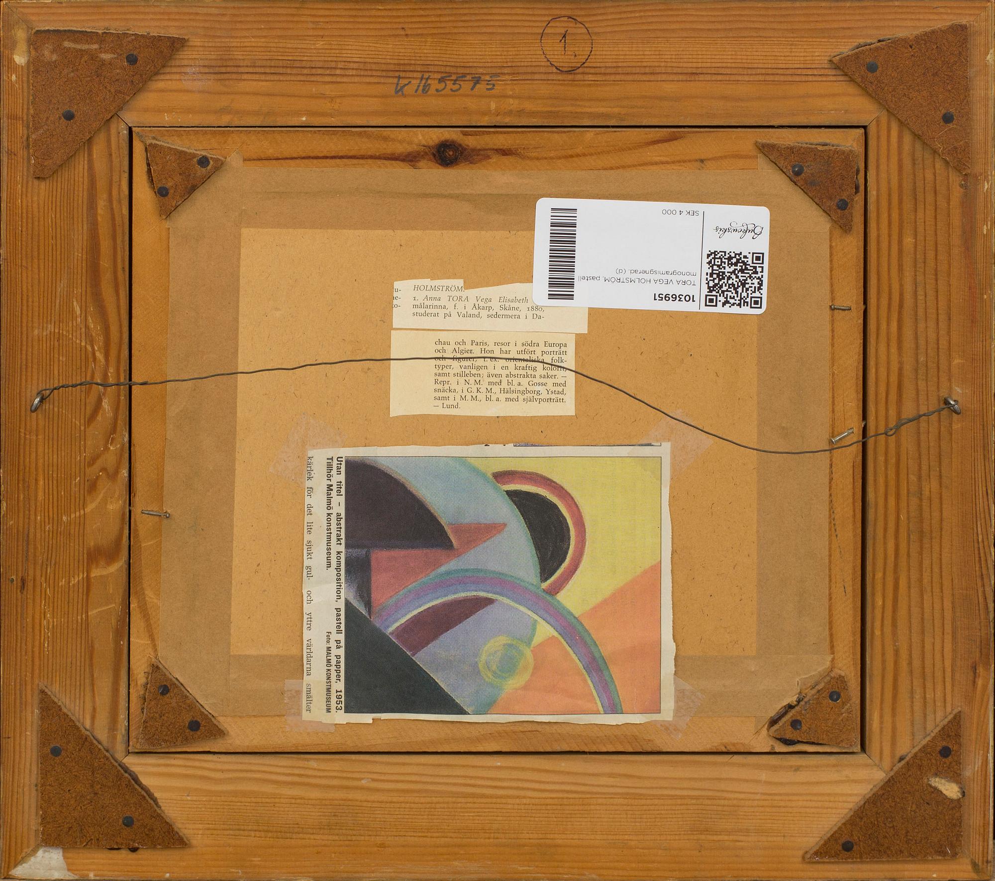 TORA VEGA HOLMSTRÖM, pastel signed.