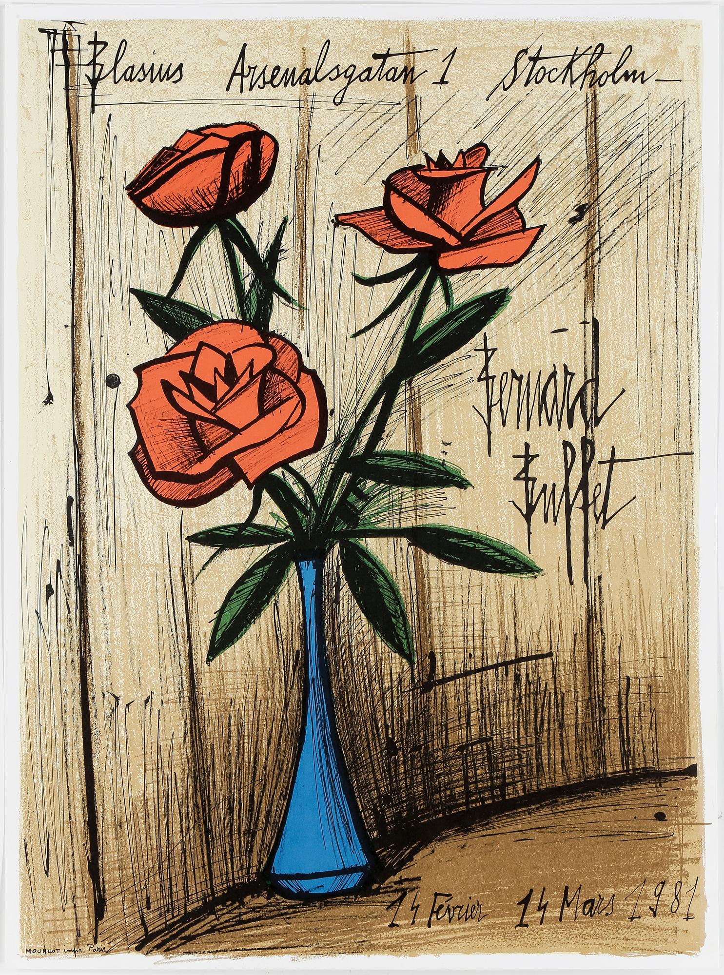 BERNARD BUFFET, färglitografi, 1981, tryckt av Mourlot, Paris.