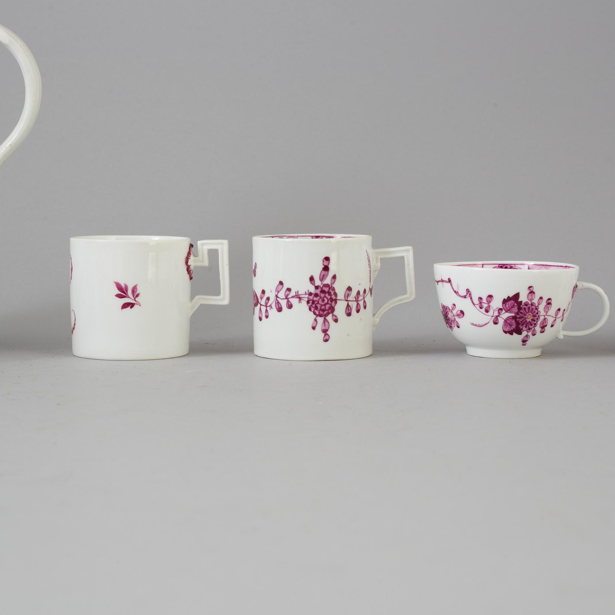 TE/KAFFESERVIS, 18 delar, porslin, Meissen.