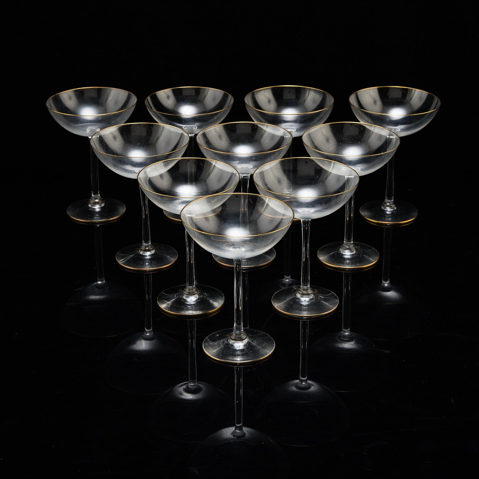 10 champagne glas.