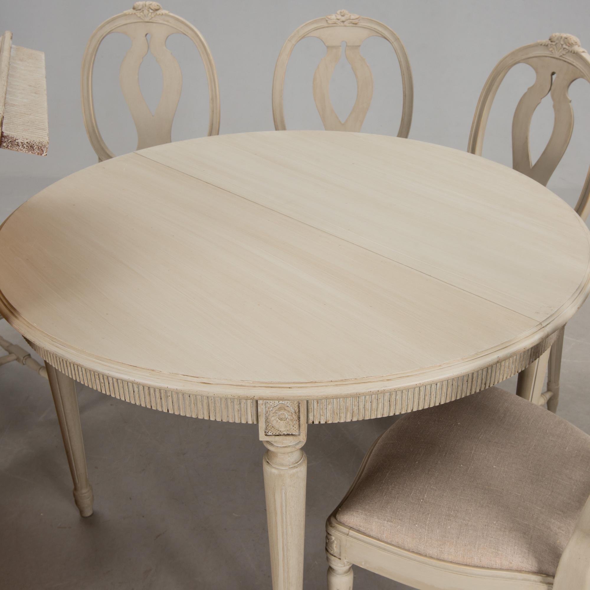 MATSALSMÖBLEMANG, 6+2 delar, gustaviansk stil, 1900-talets andra hälft.