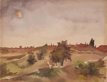 659. Lotte Laserstein, Landscape with city in the background.