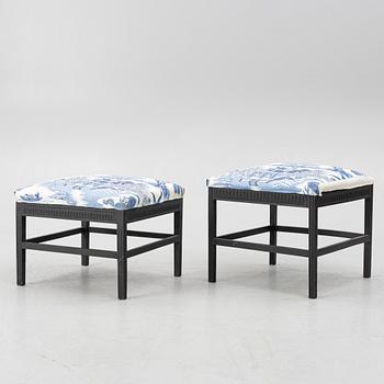 Two gustavian style stools, 20th century.
