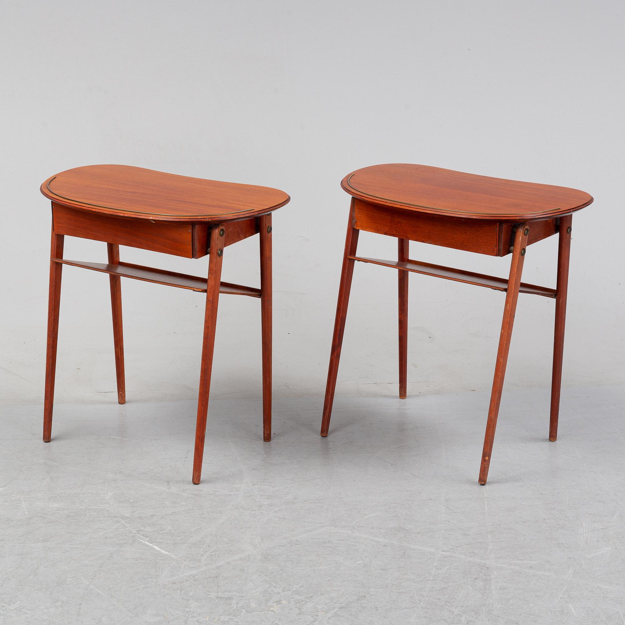 A pair of bedside tables, Sweden, mid 20th century.