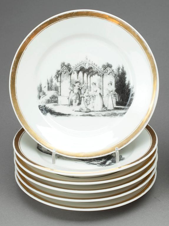 ASSIETTER, 18 st, porslin, empire, Frankrike, 1800-talets första hälft.
