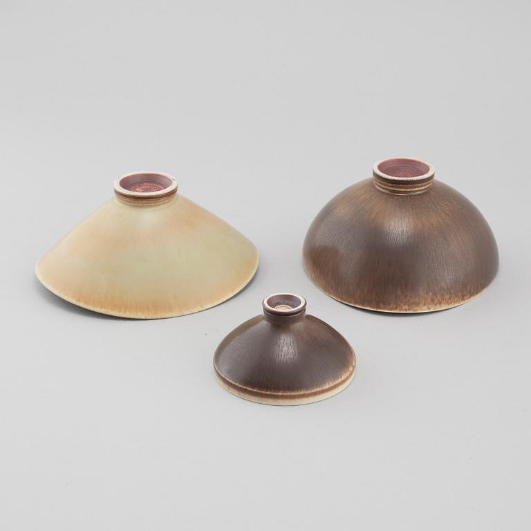 Three bowls in stoneware, designed by Berndt Friberg for Gustavsberg Studio, 1964 and 1965.