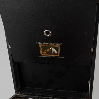 A TRAVEL Gramofon, His Master's Voice, early 20th century.