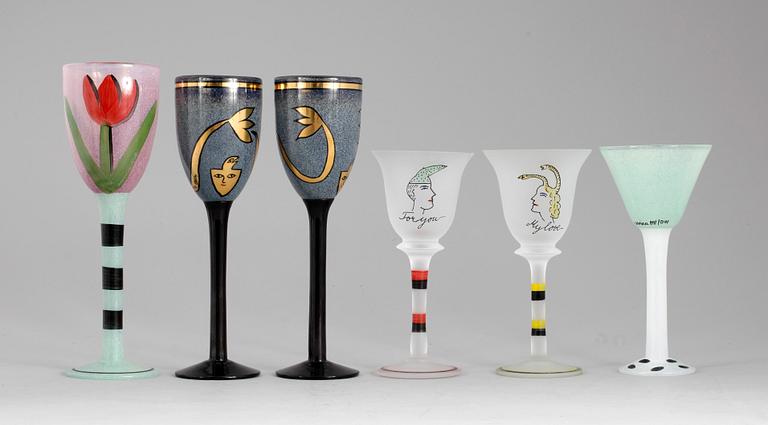 GLAS, 6 st. Ulrica Hydman Vallien, Kosta Boda.