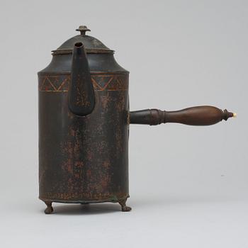 A late Gustavian sheet metal coffee pot with cover.