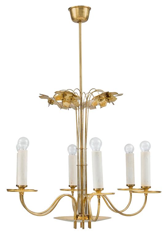 Paavo Tynell, A SIX LIGHT CHANDELIER. Design Paavo Tynell.