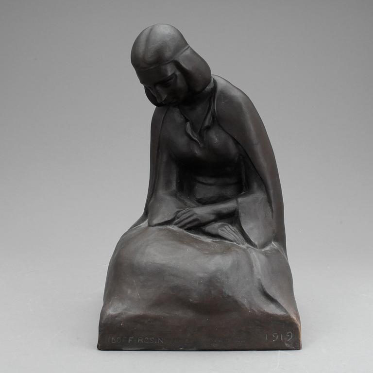 IDOFF ROSIN, skulptur, brons, Otto Meyers konstgjuteri, signerad och daterad 1919.