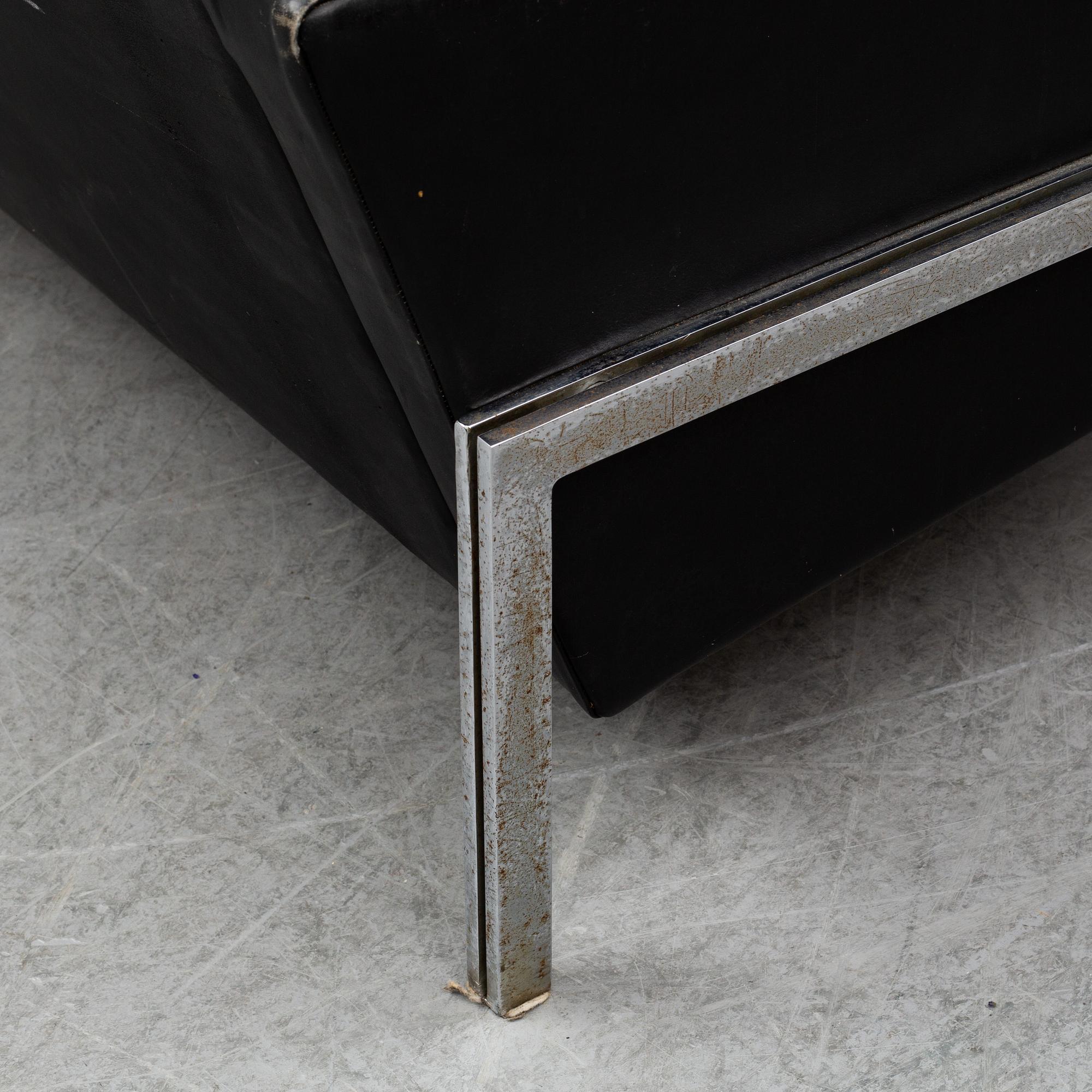 A 1960's leather covered sofa.