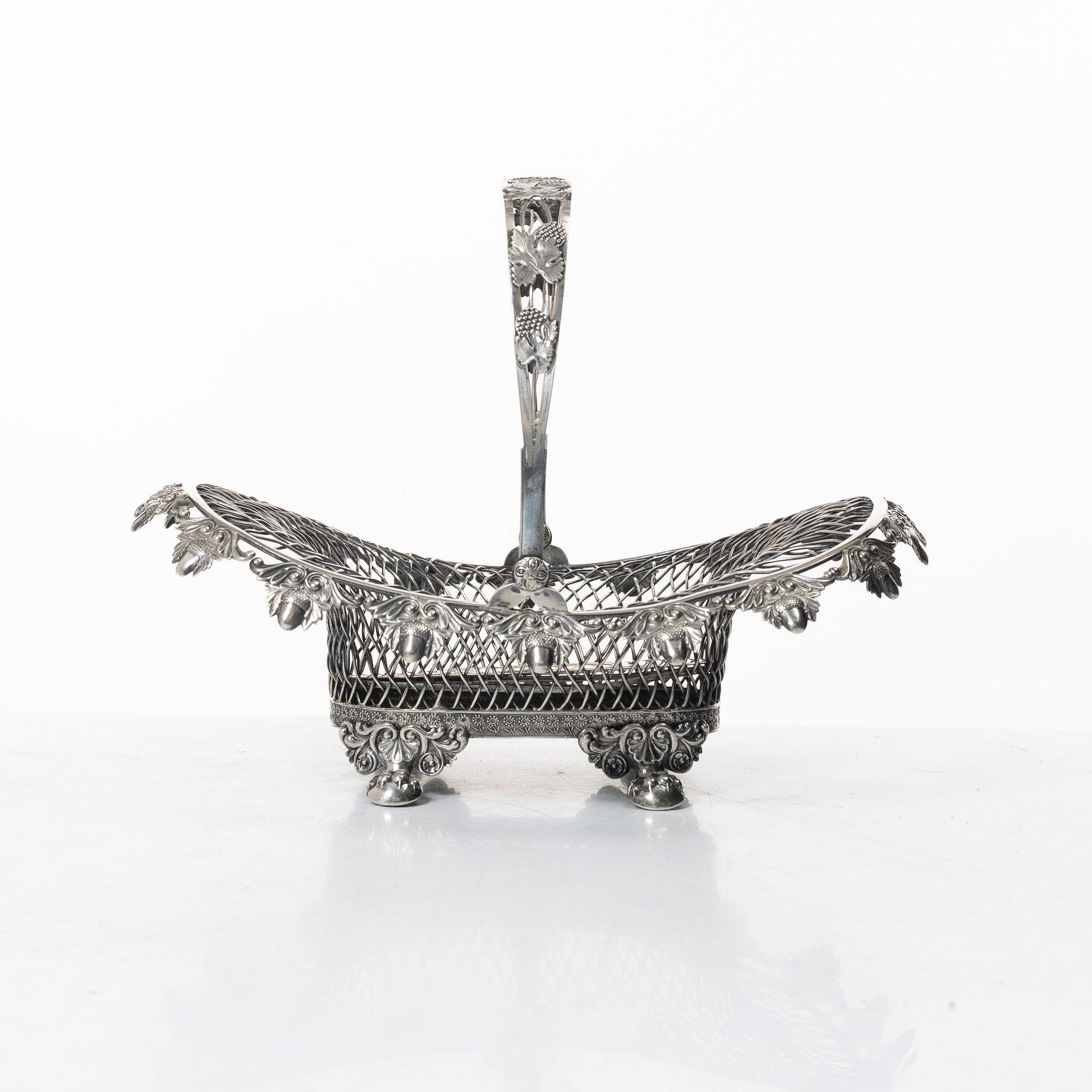 Gustaf Folcker, A Swedish silver bread basket, silver, mark of Gustaf Folcker, Stockholm 1838.