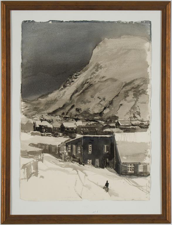 Lars Lerin, akvarell, signerad L Lerin och daterad -79.