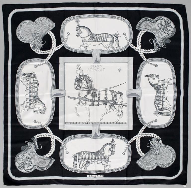 A silk scarf "Grand Apparat" by Hermès.