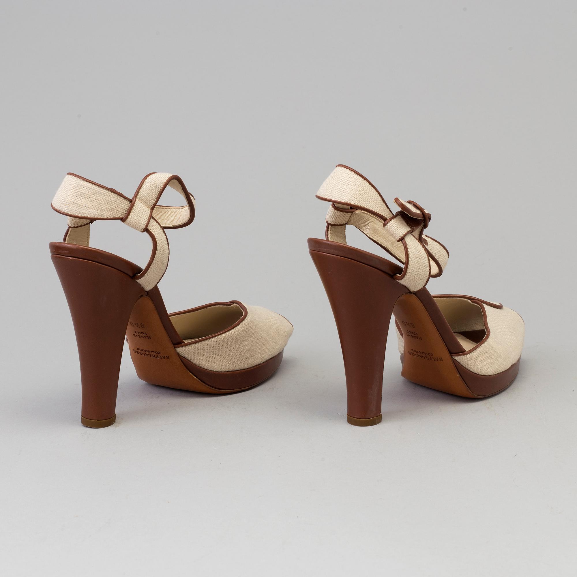 High heeled sandals by Ralph Lauren.
