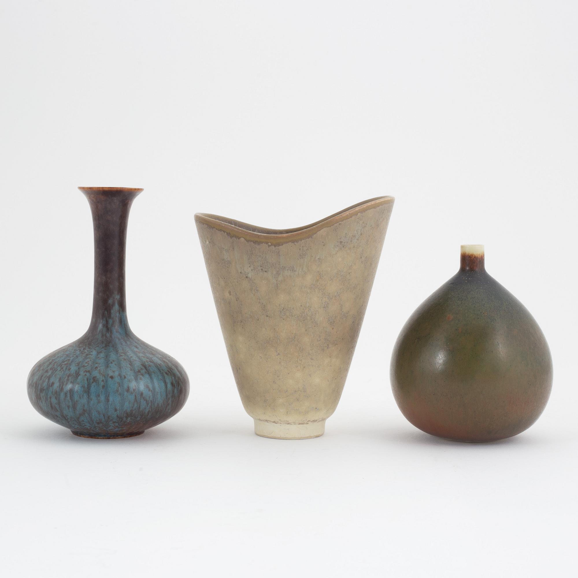 Gunnar Nylund &Carl Harry  セット Carl-Harry Stålhane, three stoneware vases and a bowl, Gunnar